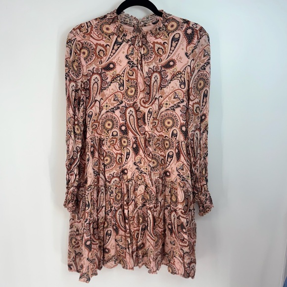 Anthropologie Dresses & Skirts - Anthropologie Boho Prairie Mock Neck Paisley Floral Long Sleeve Mini Dress